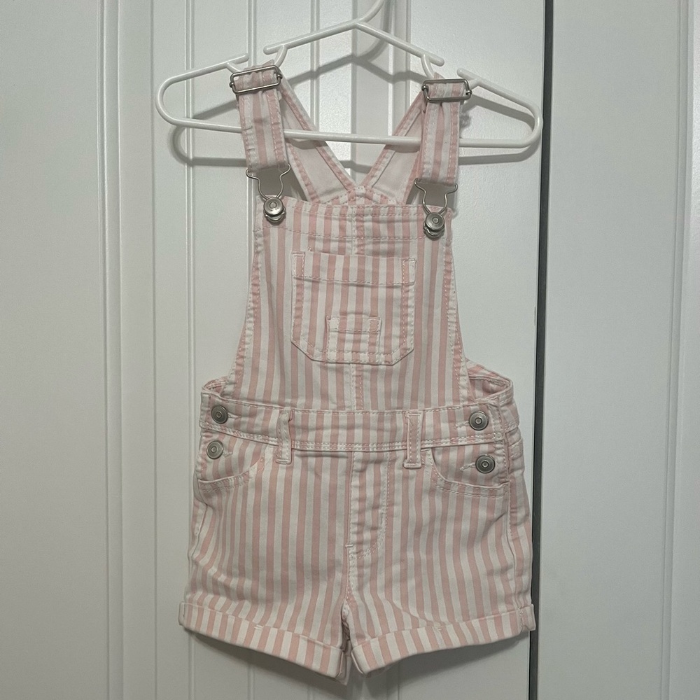 Wonder Nation Striped Pink and White Toddler Overalls